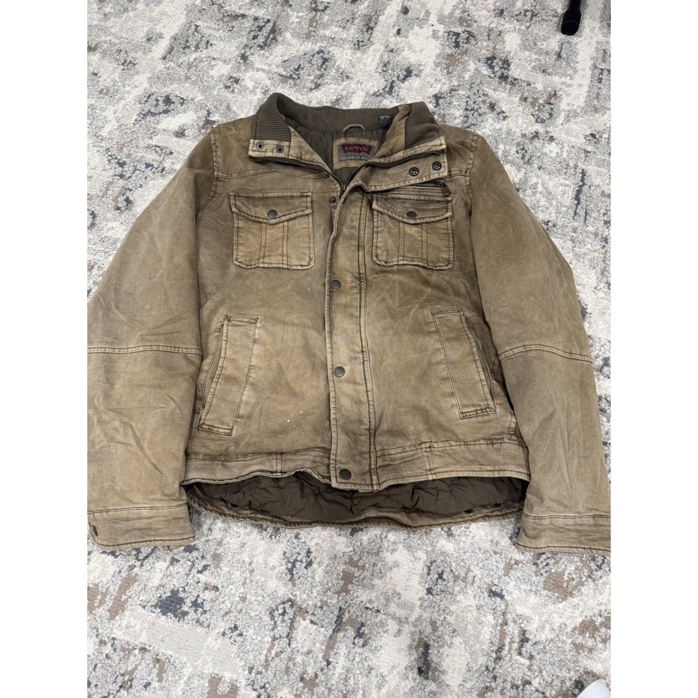 Levi's Chore Jacket Men M Brown Khaki Canvas Barn Coat Cotton Quilted Interior‎